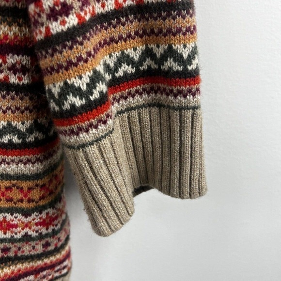 Talbots Tan Fair Isle Cardigan Sweater Wool Blend - Picture 10 of 11